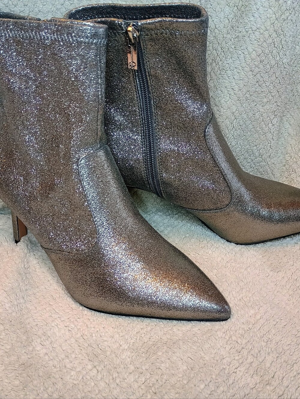 Metallic Silver Glitter Ankle Boots - Women Donatela Booties Jessica Simpson 8M